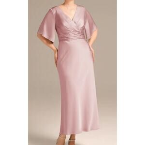 AW BRIDAL 8 M rose quartz Oleander satin embellished party midi dress NEW B43